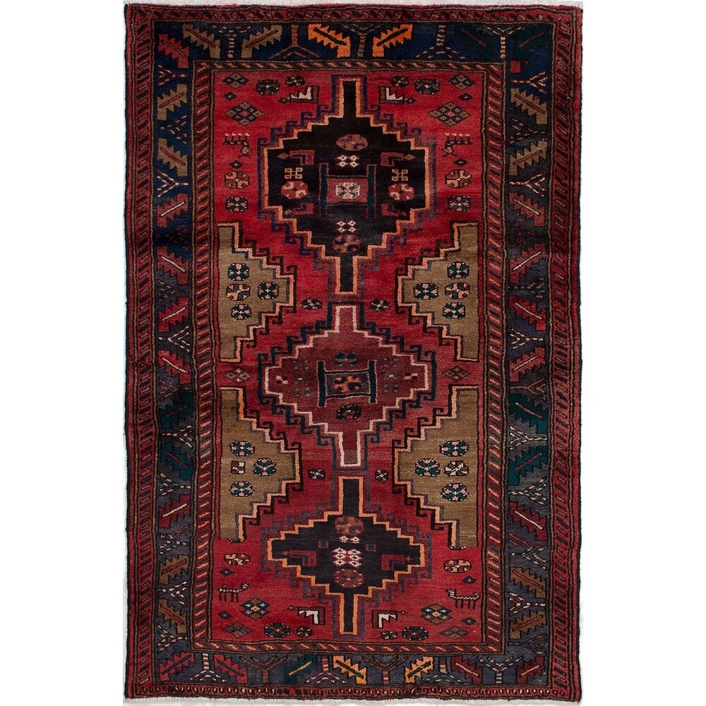 eCarpetGallery Hand-knotted Hamadan Red Wool Rug - 4'3 x 6'6