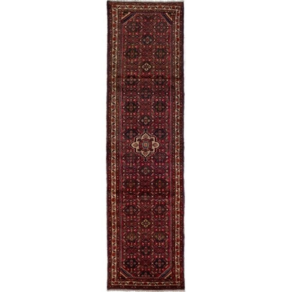 eCarpetGallery Hand-knotted Hosseinabad Red Wool Rug - 2'8 x 10'3