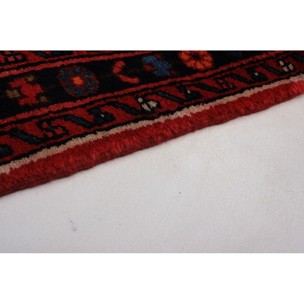 Hand-knotted Hosseinabad Red Wool Rug - 3'6" x 13'1" Runner