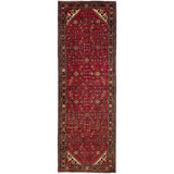 Hand-knotted Hosseinabad Red Wool Rug - 3'8" x 11'1" Runner