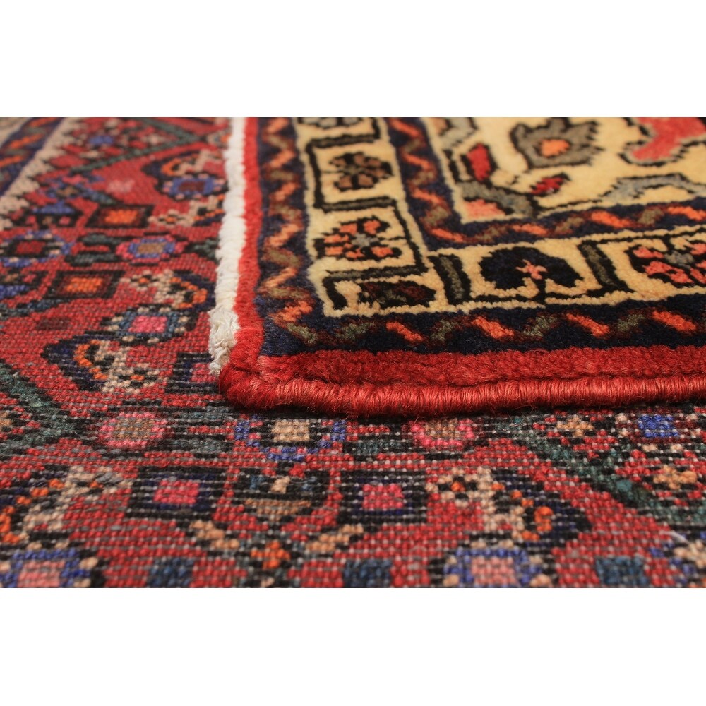 Hand-knotted Hosseinabad Red Wool Rug - 2'6 x 9'11
