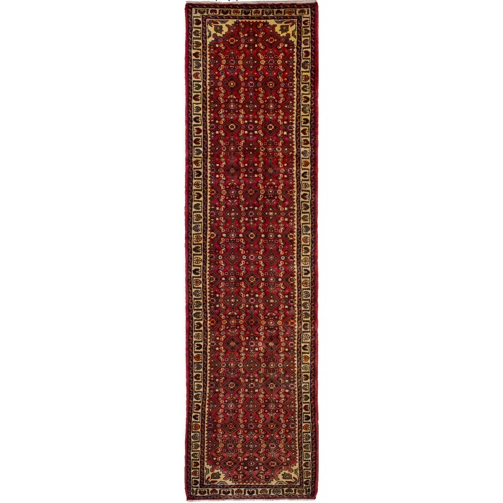 Hand-knotted Hosseinabad Red Wool Rug - 2'6 x 9'11