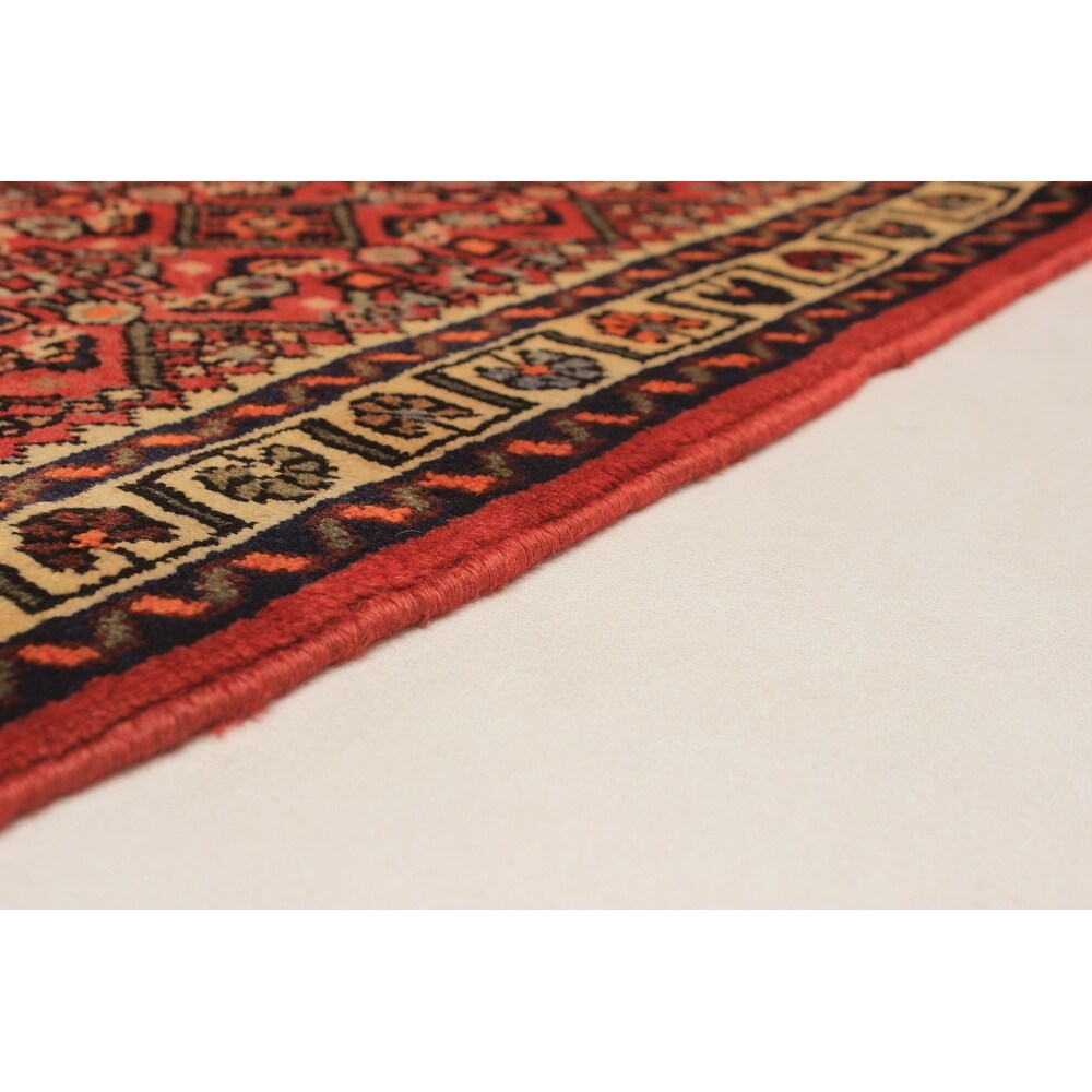 Hand-knotted Hosseinabad Red Wool Rug - 2'6 x 9'11