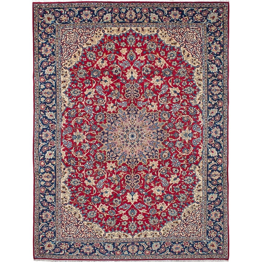 eCarpetGallery Hand-knotted Isfahan Dark Burgundy Wool Rug - 9'9 x 13'1