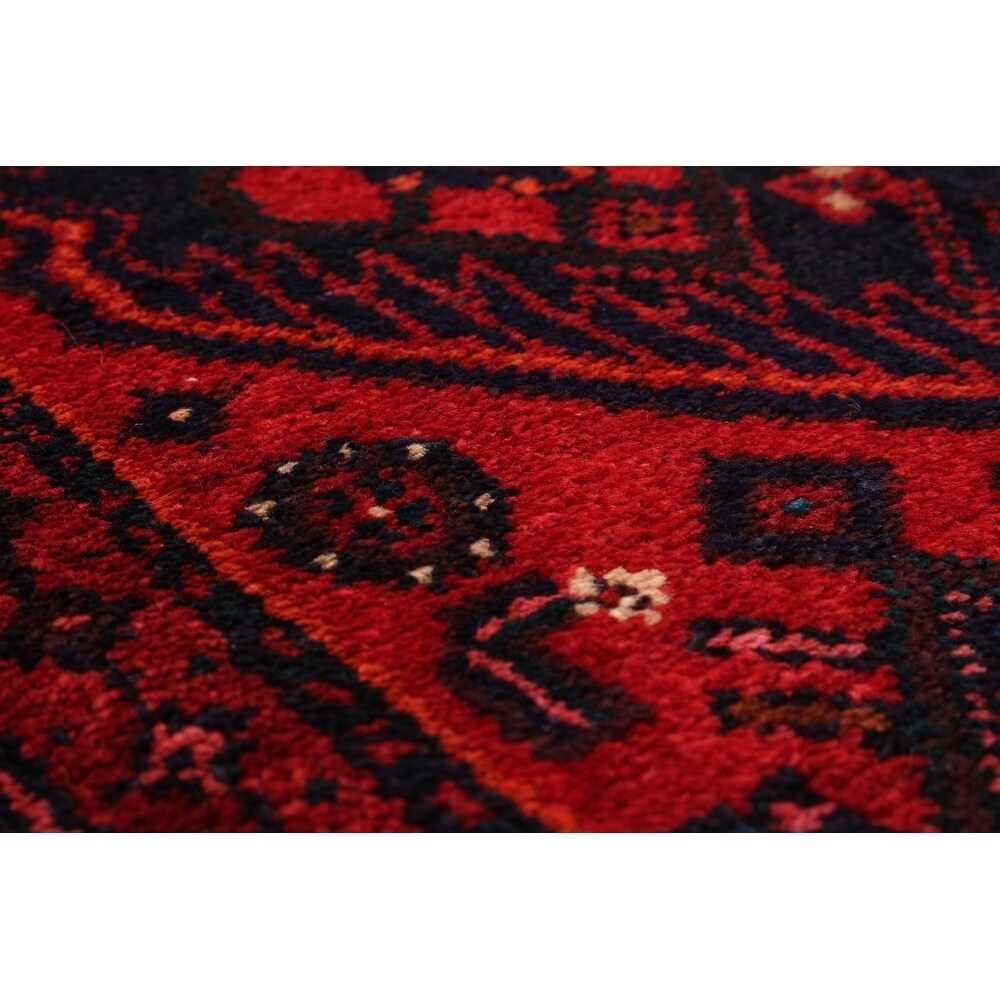 Hand-knotted Jouzan Malayer Navy, Red Wool Rug - 3'8 x 11'2/3'8" x 11'2" Runner