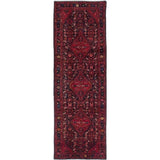 Hand-knotted Jouzan Malayer Navy, Red Wool Rug - 3'8 x 11'2/3'8" x 11'2" Runner