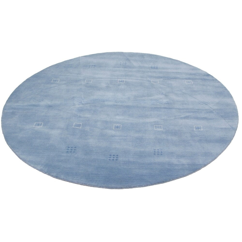 eCarpetGallery Hand-knotted Kashkuli Gabbeh Light Blue Wool Rug - 8'0 x 8'0
