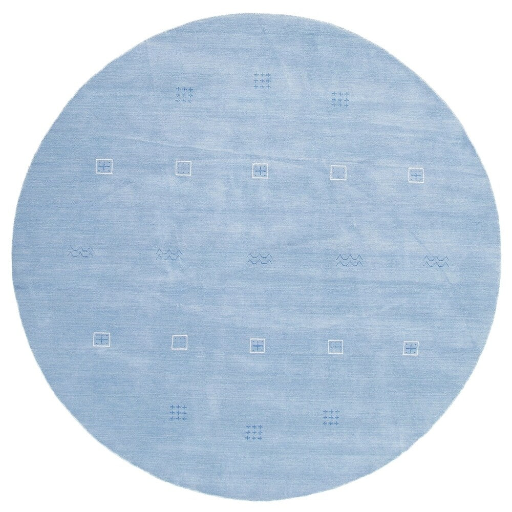 eCarpetGallery Hand-knotted Kashkuli Gabbeh Light Blue Wool Rug - 8'0 x 8'0