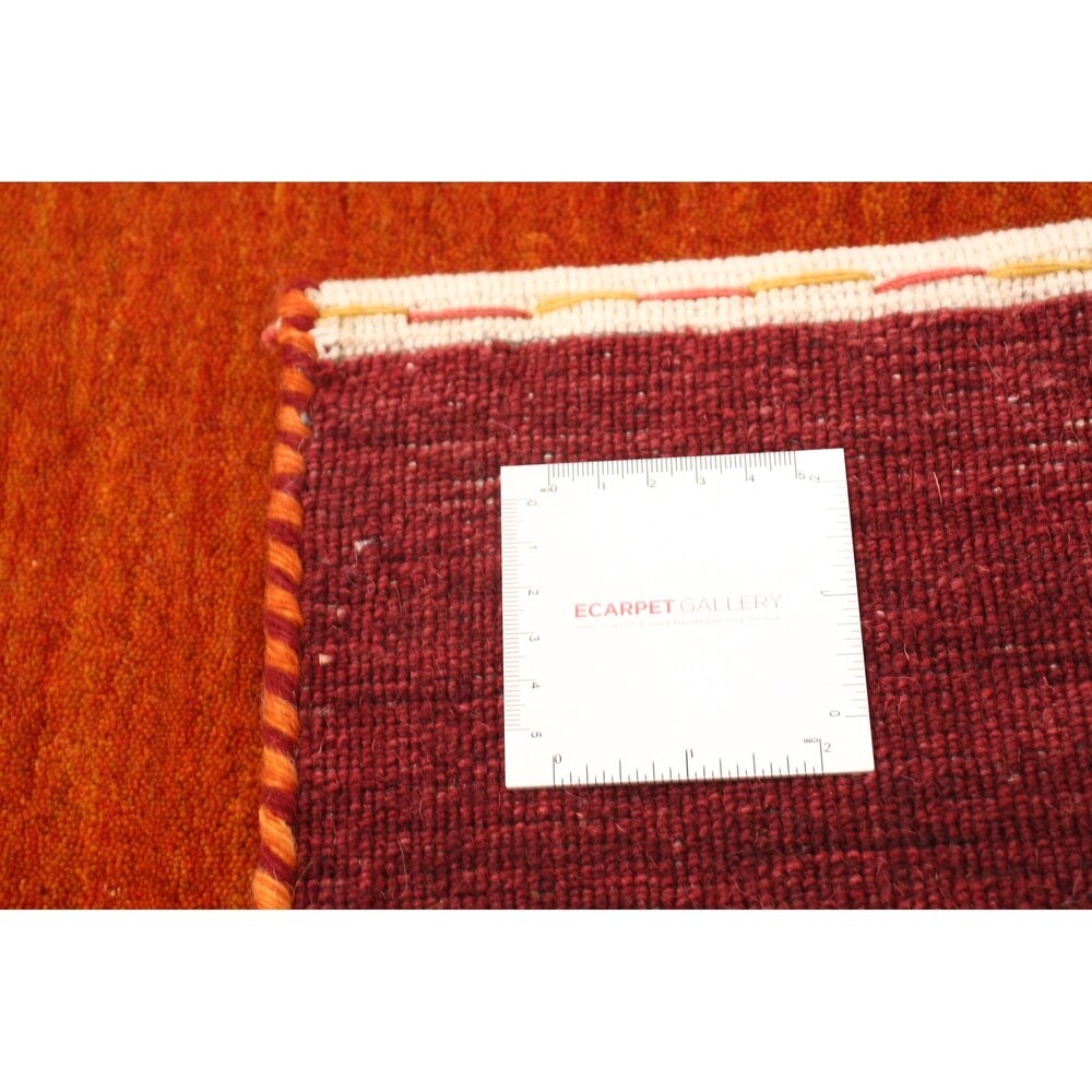 eCarpetGallery Hand-knotted Kashkuli Gabbeh Orange Rug - 8'0 x 10'0