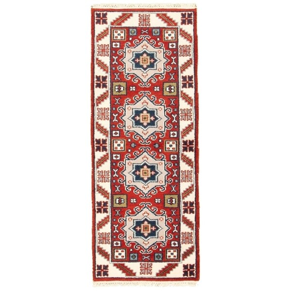 eCarpetGallery Hand-knotted Kazak Royal II Red Rug - 2'4 x 6'0