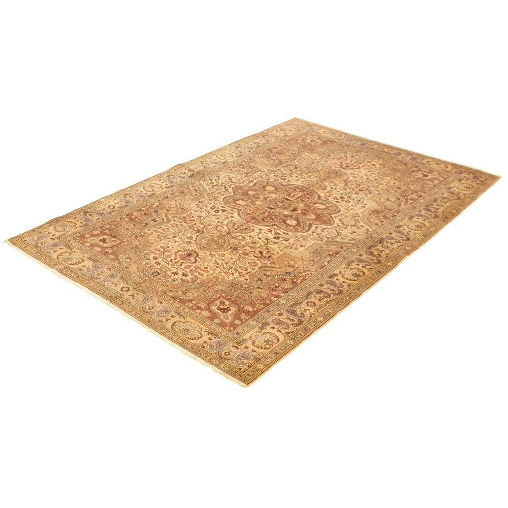 Hand-knotted Keisari Vintage Ivory Wool Rug - 6'8" x 10'1"