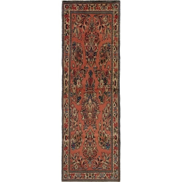 eCarpetGallery Hand-knotted Lilihan Dark Copper, Salmon Wool Rug - 3'1 x 9'8
