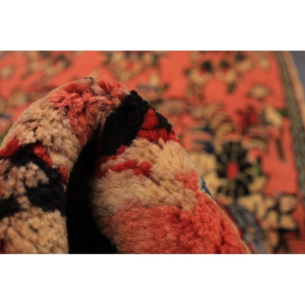 eCarpetGallery Hand-knotted Lilihan Dark Copper, Salmon Wool Rug - 3'1 x 9'8