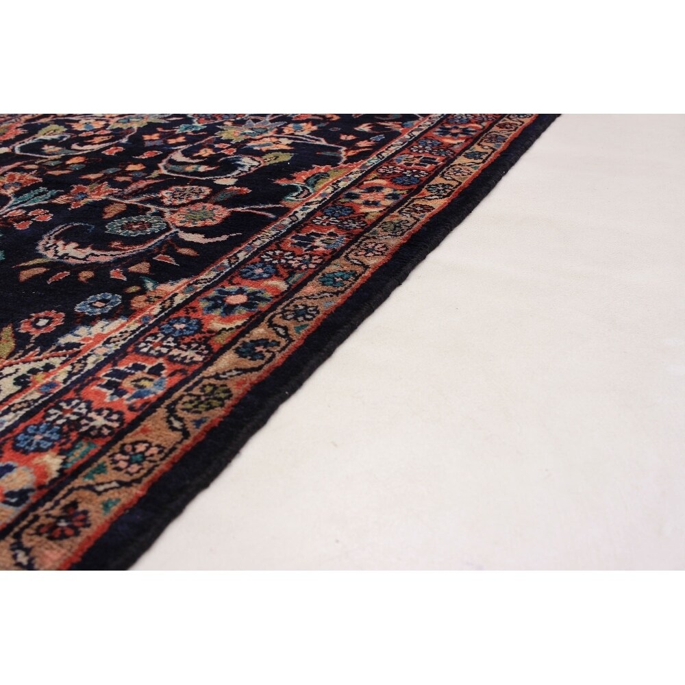 eCarpetGallery Hand-knotted Lilihan Dark Navy Wool Rug - 3'3 x 9'10