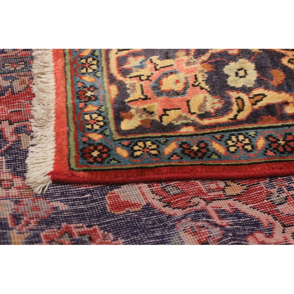 Hand-knotted Mahal Navy Blue Wool Rug - 4'10 x 7'8