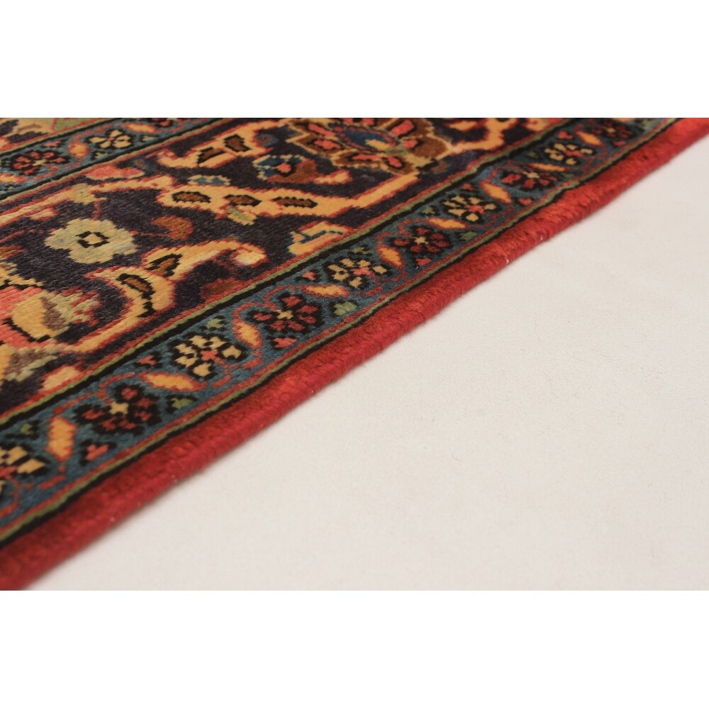 Hand-knotted Mahal Navy Blue Wool Rug - 4'10 x 7'8