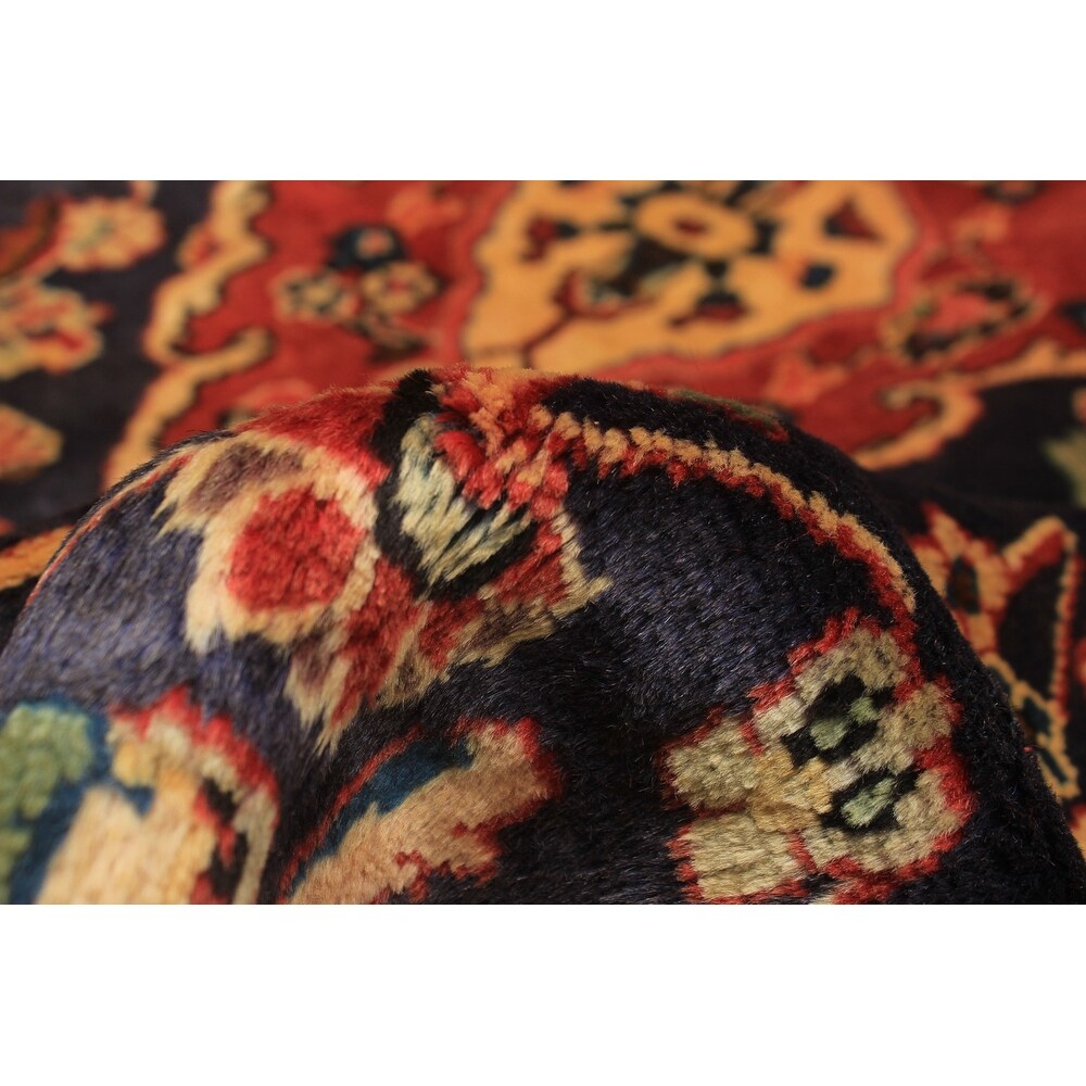 Hand-knotted Mahal Navy Blue Wool Rug - 4'10 x 7'8