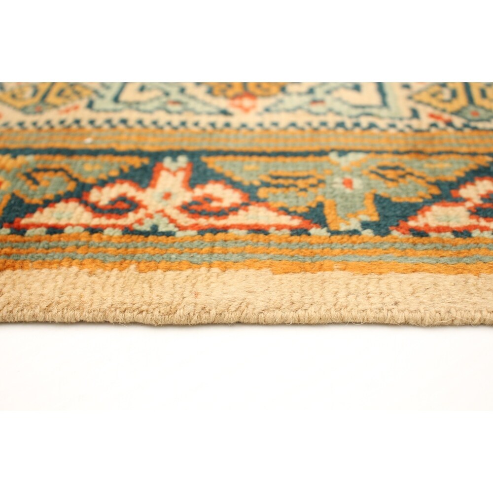 Hand-knotted Melis Vintage Ivory Wool Rug ECARPETGALLERY - 4'7 x 6'11
