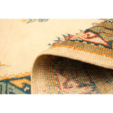 Hand-knotted Melis Vintage Ivory Wool Rug ECARPETGALLERY - 4'7 x 6'11