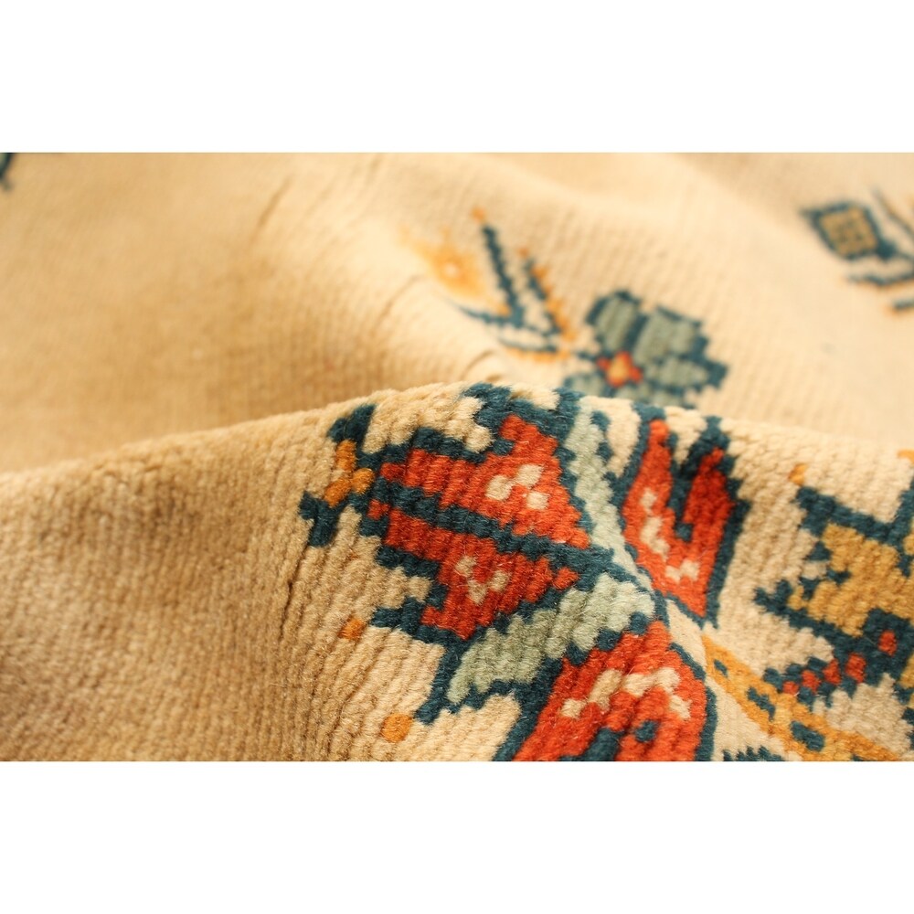 Hand-knotted Melis Vintage Ivory Wool Rug ECARPETGALLERY - 4'7 x 6'11