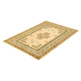 Hand-knotted Melis Vintage Ivory Wool Rug ECARPETGALLERY - 4'7 x 6'11