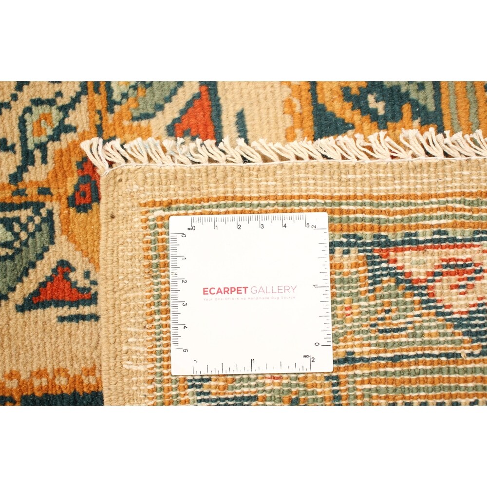 Hand-knotted Melis Vintage Ivory Wool Rug ECARPETGALLERY - 4'7 x 6'11