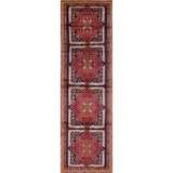 eCarpetGallery Hand-knotted Meshkin Dark Burgundy, Dark Navy Wool Rug - 3'6 x 12'0