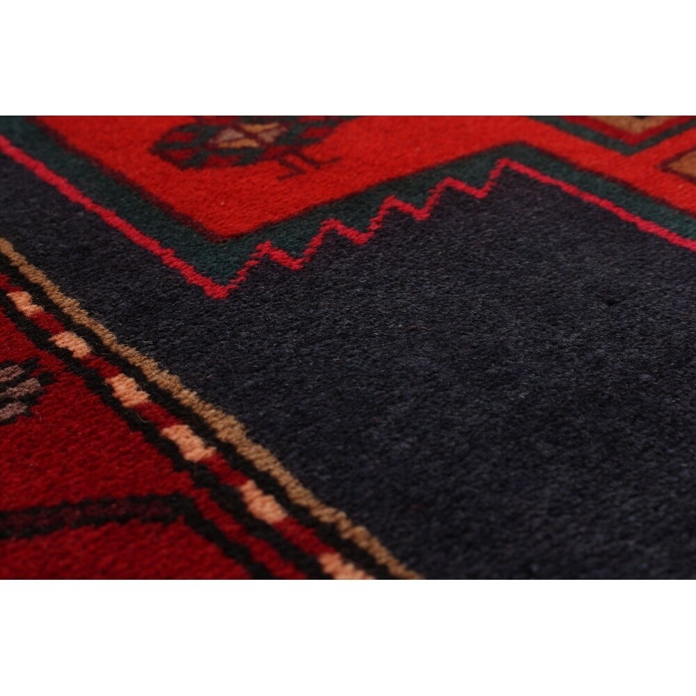 eCarpetGallery Hand-knotted Meshkin Dark Navy, Light Red Wool Rug - 4'0 x 9'1