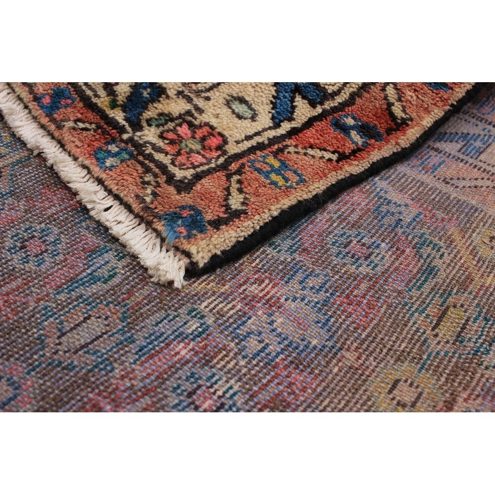 eCarpetGallery Hand-knotted Nahavand Cream, Dark Pink Wool Rug - 3'3 x 8'3