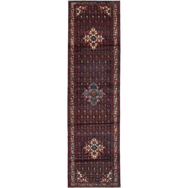 eCarpetGallery Hand-knotted Nahavand Dark Navy Wool Rug - 3'5 x 13'1