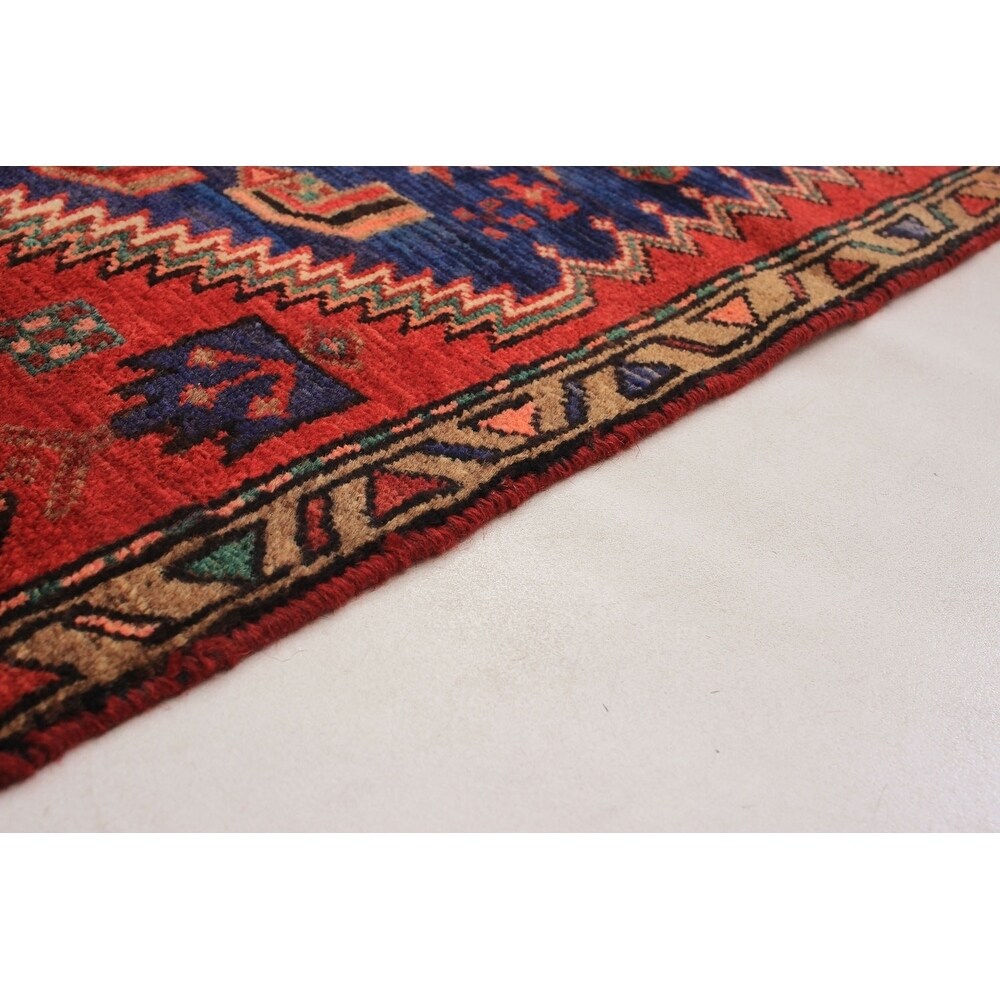 eCarpetGallery Hand-knotted Nahavand Navy Blue, Red Wool Rug - 2'11 x 6'6