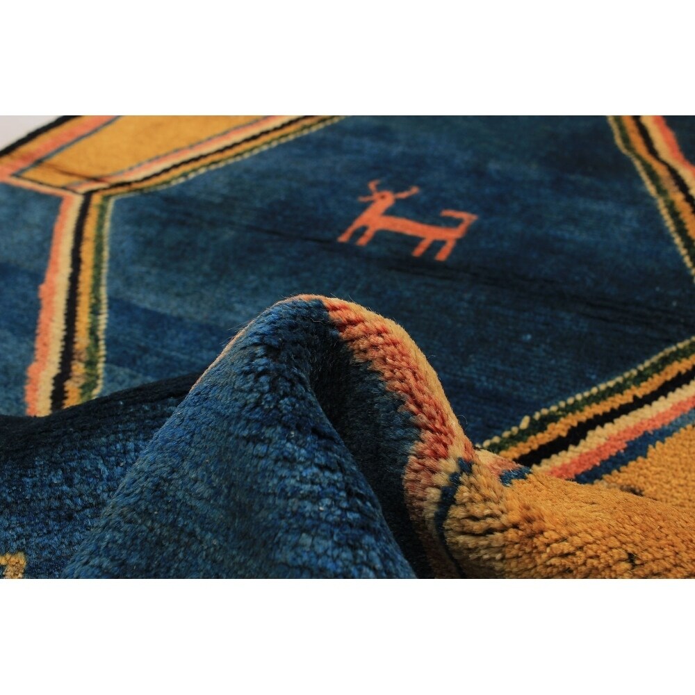 eCarpetGallery Hand-knotted Persian Gabbeh Blue Wool Rug - 3'4 x 5'6