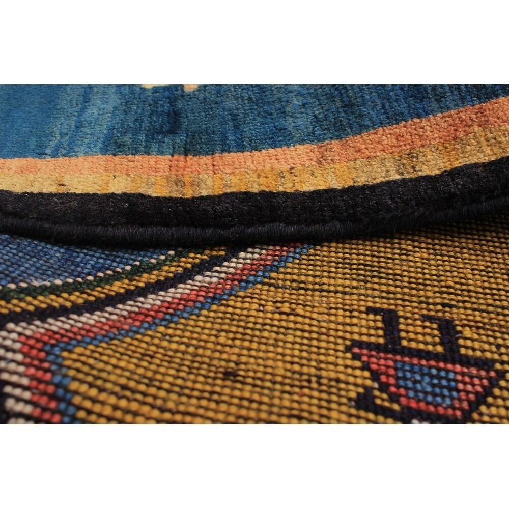 eCarpetGallery Hand-knotted Persian Gabbeh Blue Wool Rug - 3'4 x 5'6