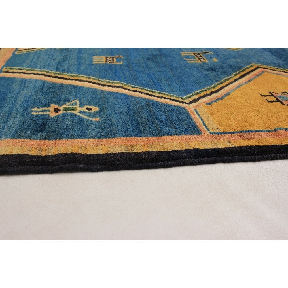 eCarpetGallery Hand-knotted Persian Gabbeh Blue Wool Rug - 3'4 x 5'6