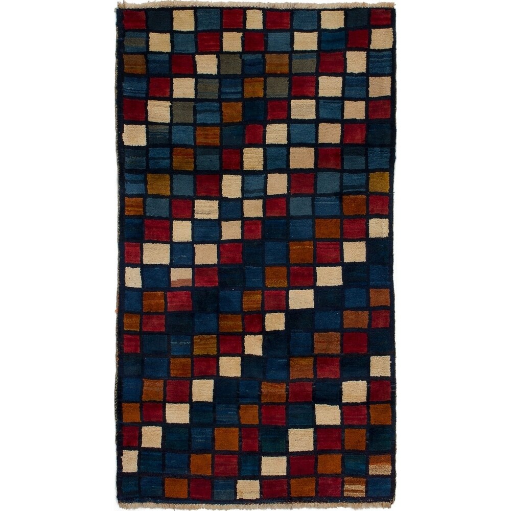 eCarpetGallery Hand-knotted Persian Gabbeh Dark Blue Wool Rug - 3'3 x 5'11