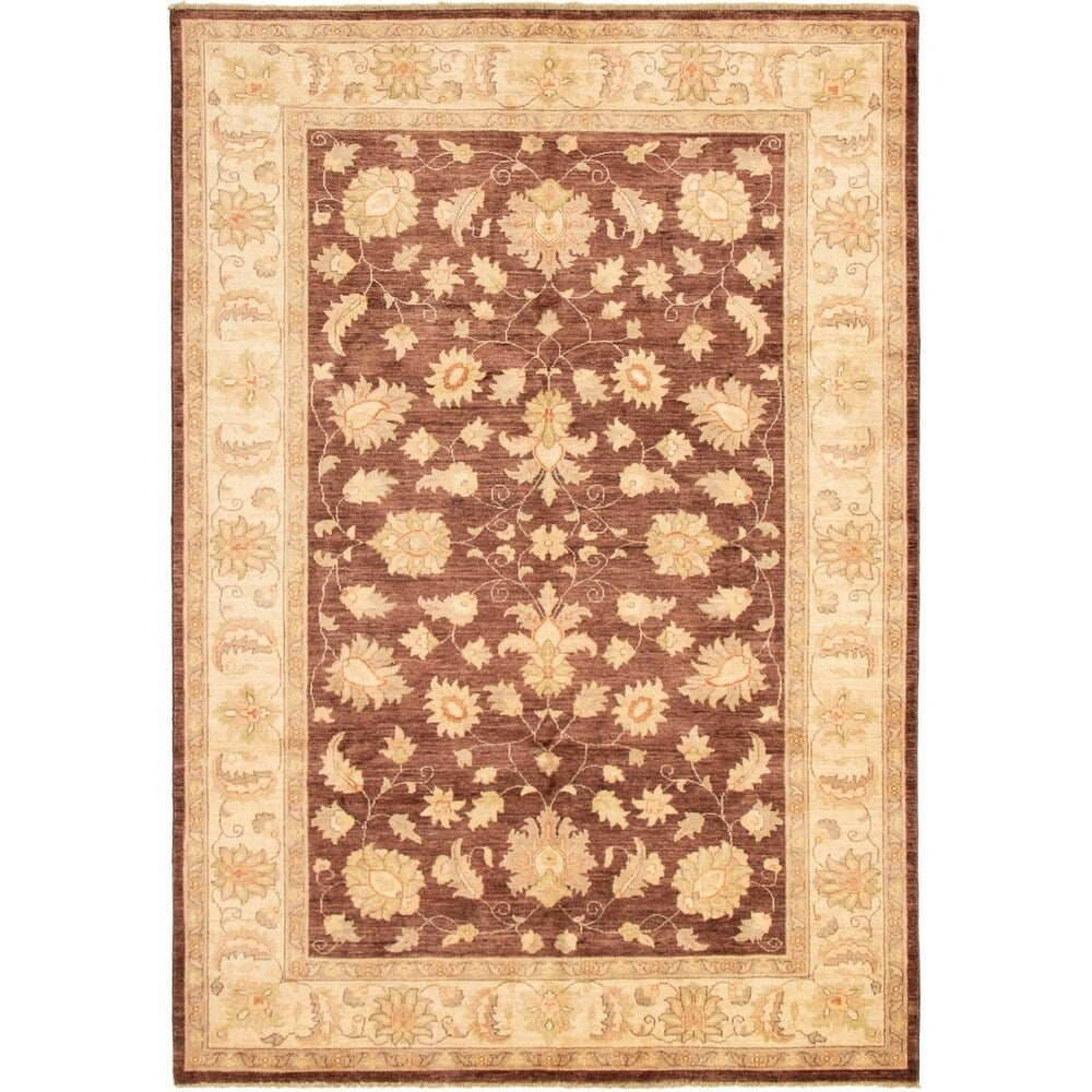 eCarpetGallery Hand-knotted Peshawar Oushak Brown Wool Rug - 6'10 x 9'10