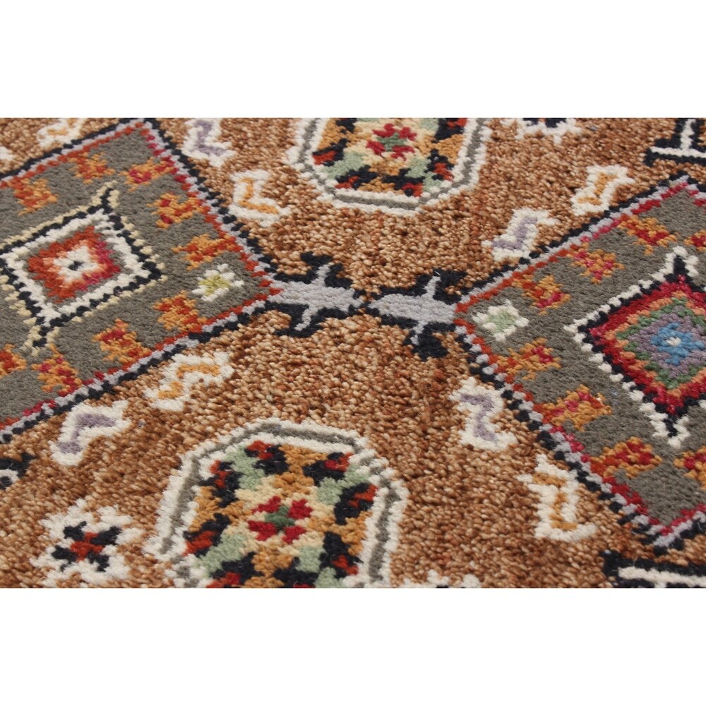Hand-knotted Royal Kazak Brown Wool Rug - 2'1 x 3'0/2'1" x 3'0"
