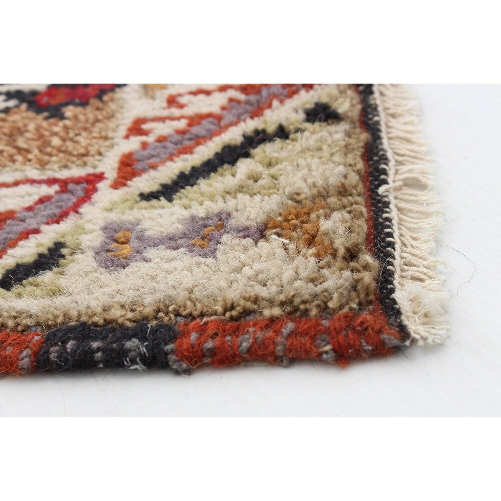 Hand-knotted Royal Kazak Brown Wool Rug - 2'1 x 3'0/2'1" x 3'0"