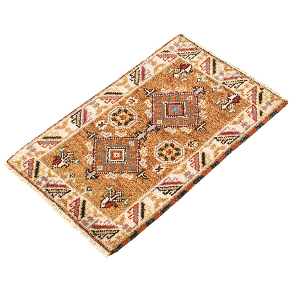 Hand-knotted Royal Kazak Brown Wool Rug - 2'1 x 3'0/2'1" x 3'0"
