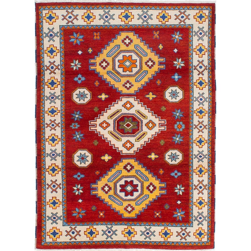 eCarpetGallery Hand-knotted Royal Kazak Red Wool Rug (5'6 x 7'7)