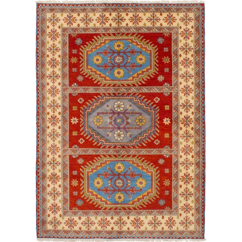 eCarpetGallery Hand-knotted Royal Kazak Red Wool Rug (5'8 x 8'1) - 5'8 x 8'1