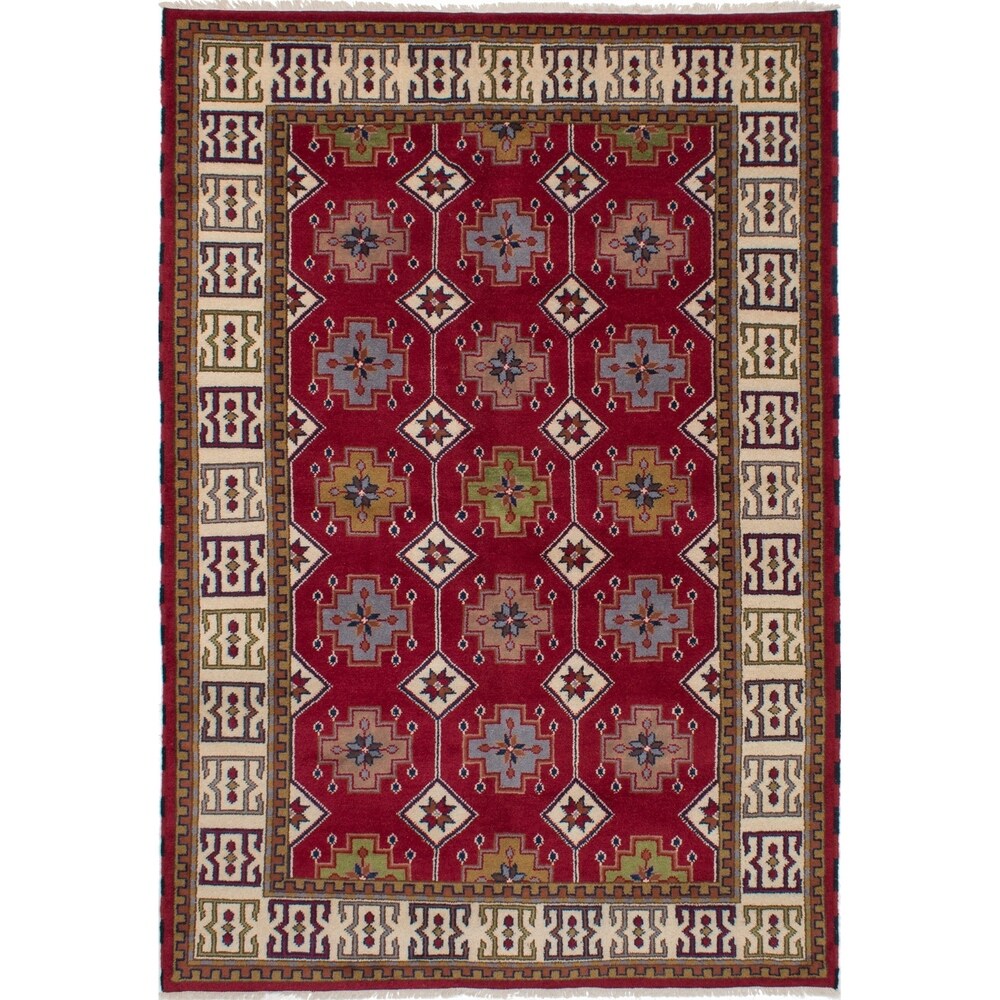 eCarpetGallery Hand-knotted Royal Kazak Red Wool Rug - 6'7 x 9'8