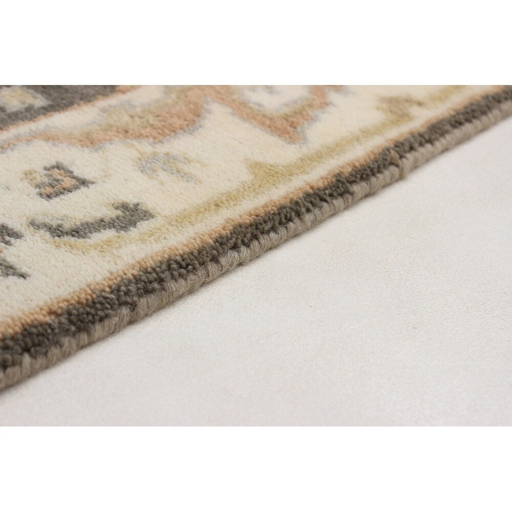 eCarpetGallery Hand-knotted Royal Ushak Dark Grey Wool Rug - 2'8 x 9'11