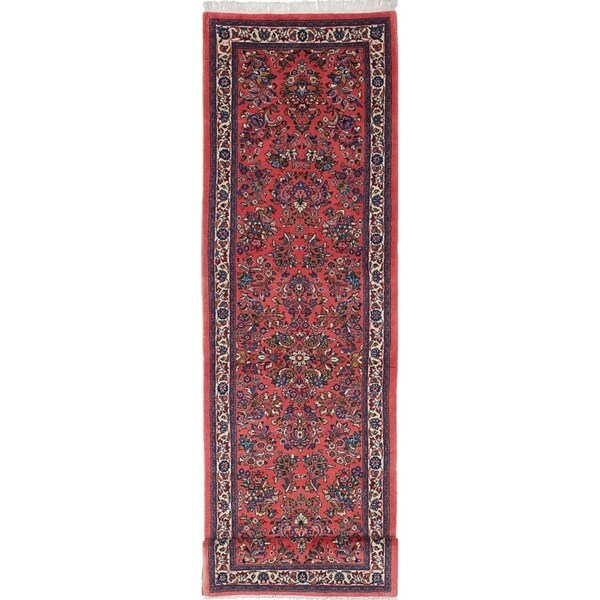 eCarpetGallery Hand-knotted Sarough Pink Wool Rug - 2'9 x 10'2