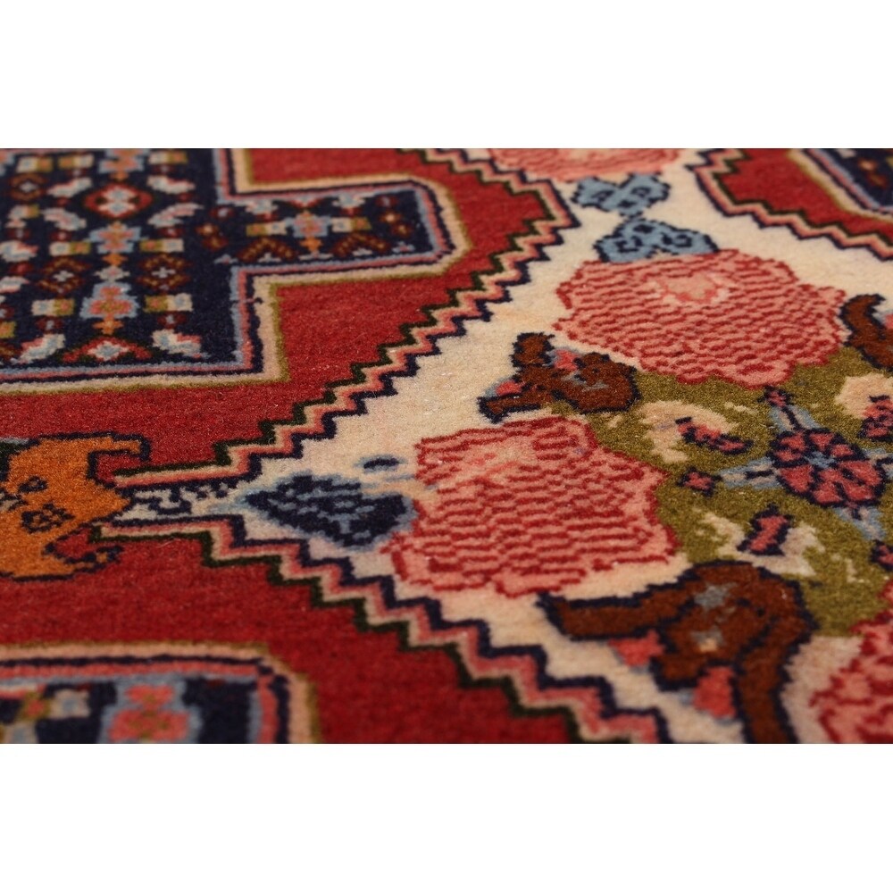 eCarpetGallery Hand-knotted Senneh Dark Navy, Red Wool Rug - 2'10 x 9'2