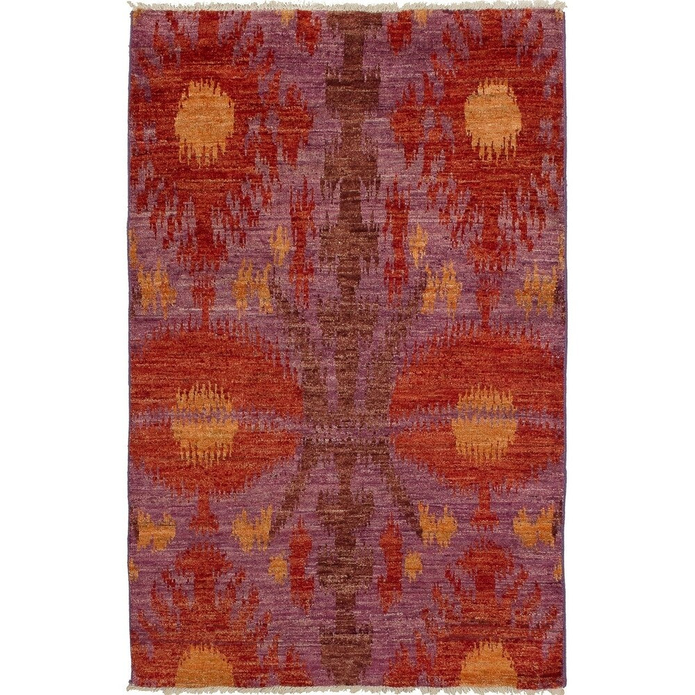eCarpetGallery Hand-knotted Shalimar Dark Copper, Violet Wool Rug - 4'0 x 6'1