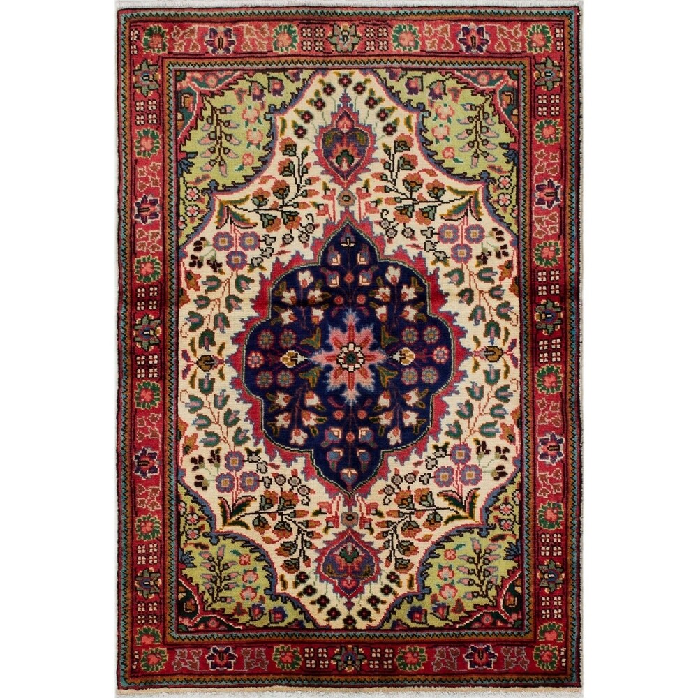 eCarpetGallery Hand-knotted Tabriz Cream Wool Rug - 3'4 x 5'0