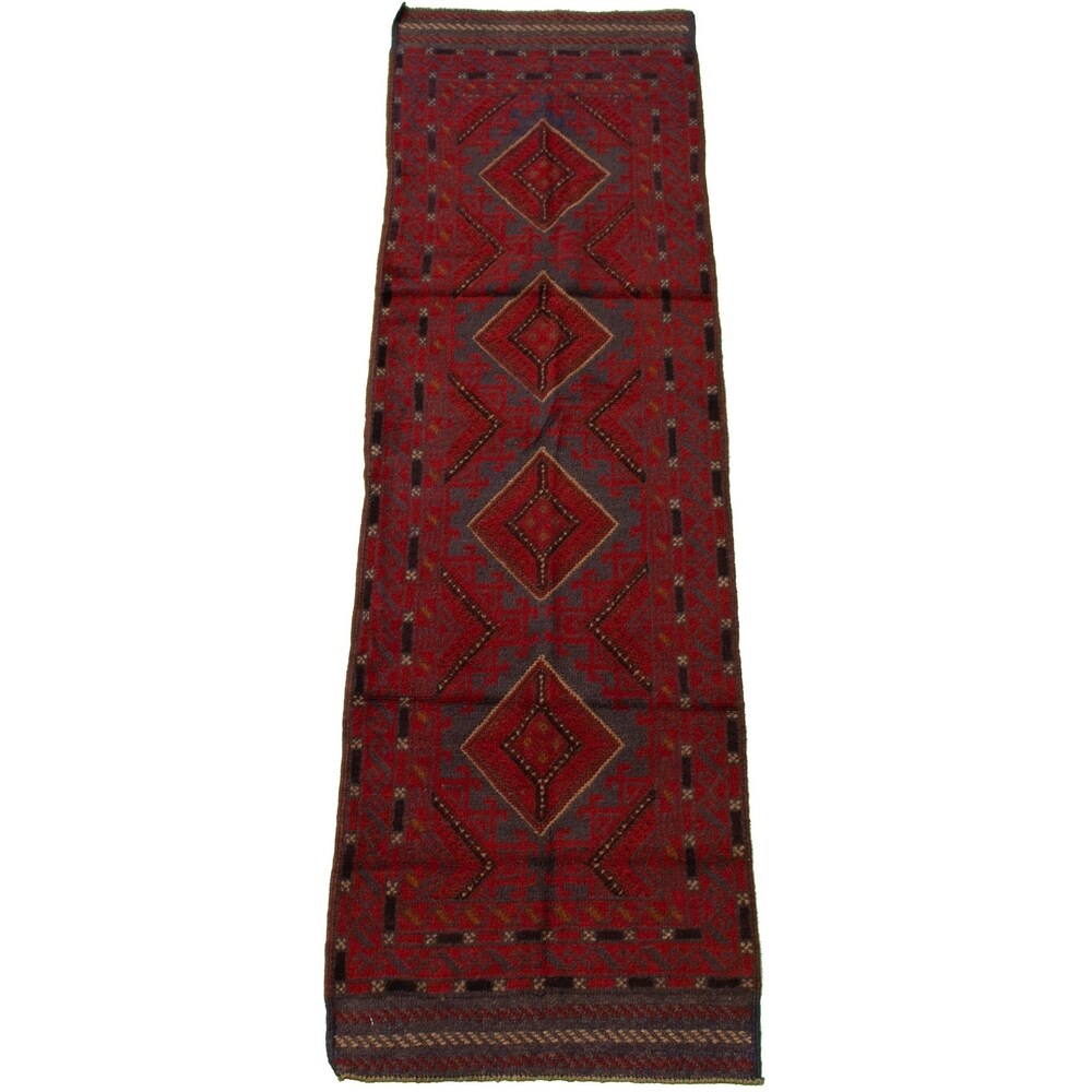 Hand-knotted Tajik Caucasian Red Wool Rug - 2'4" x 8'3" Runner/2'4 x 8'3