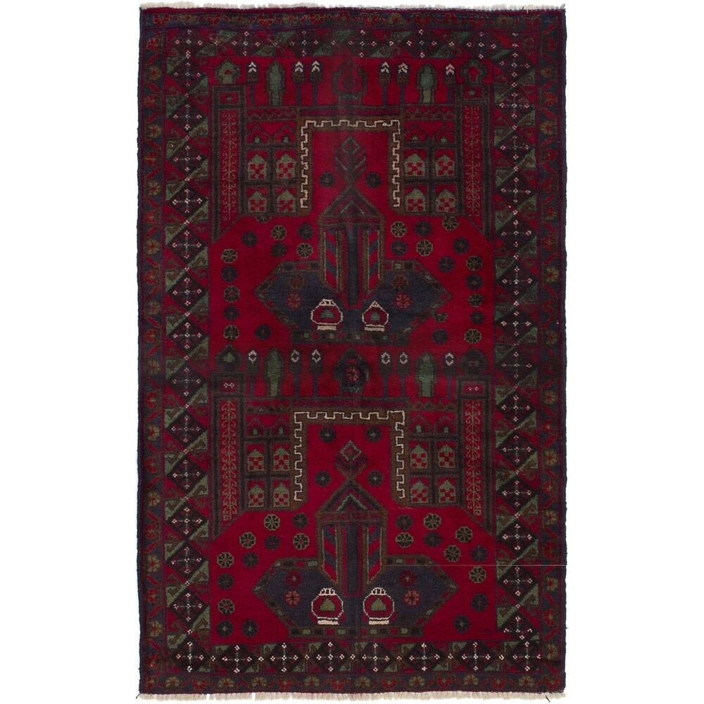 eCarpetGallery Hand-knotted Teimani Red Wool Rug - 3'6 x 5'9