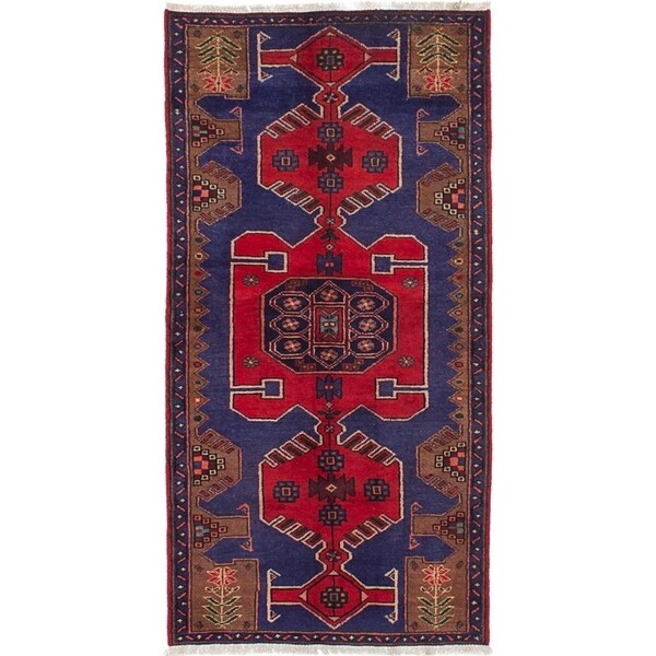 eCarpetGallery Hand-knotted Wiss Dark Blue, Red Wool Rug - 3'1 x 6'2